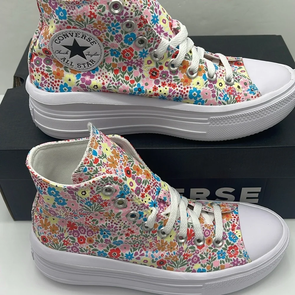 Converse WMNS Platform Sneakers A14968C CTAS MOVE HI WHITE/CACTUS BUD